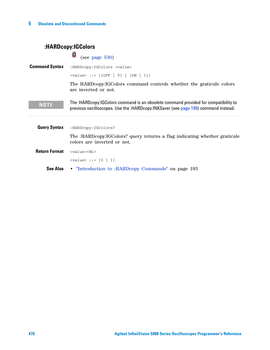 Agilent Technologies 5000 Series manual HARDcopyIGColors 