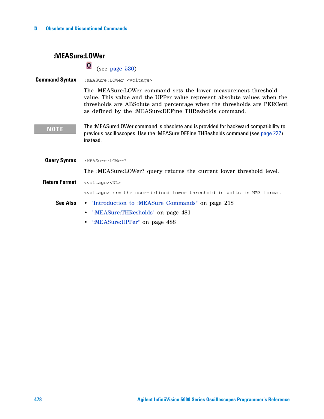 Agilent Technologies 5000 Series manual MEASureLOWer, Instead 