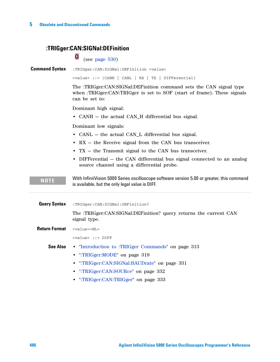 Agilent Technologies 5000 Series manual TRIGgerCANSIGNalDEFinition, Command Syntax 