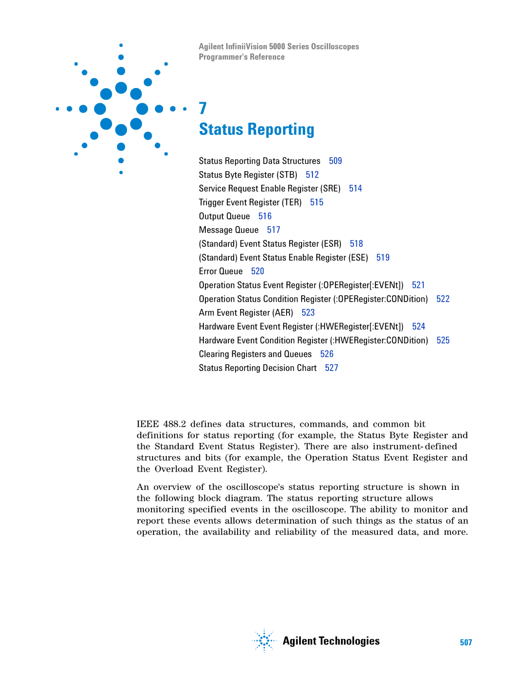 Agilent Technologies 5000 Series manual Status Reporting 