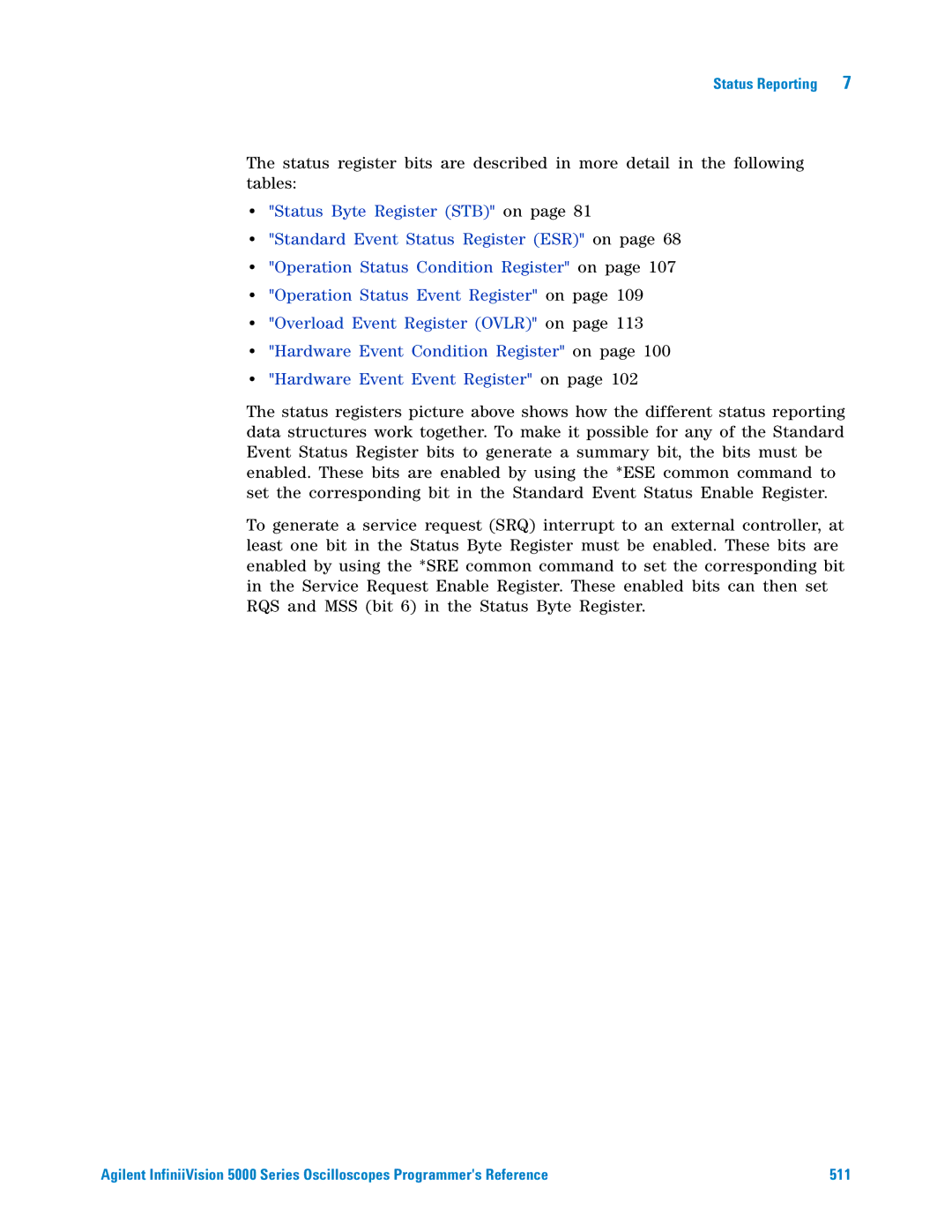 Agilent Technologies 5000 Series manual Status Reporting 