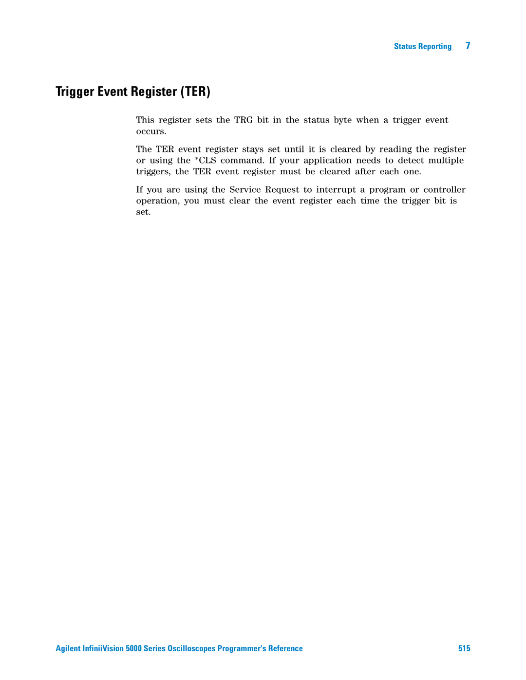 Agilent Technologies 5000 Series manual Trigger Event Register TER 