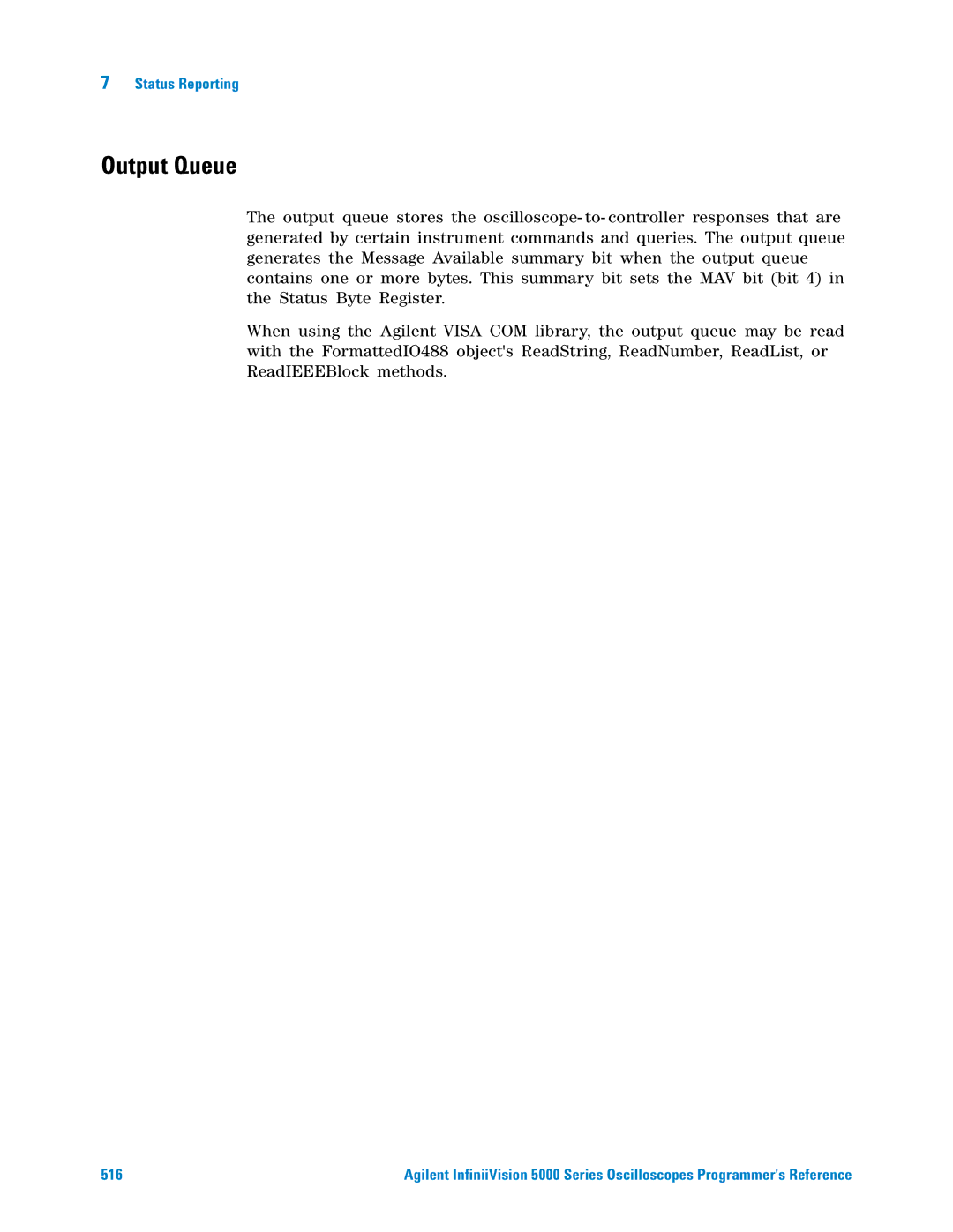 Agilent Technologies 5000 Series manual Output Queue 