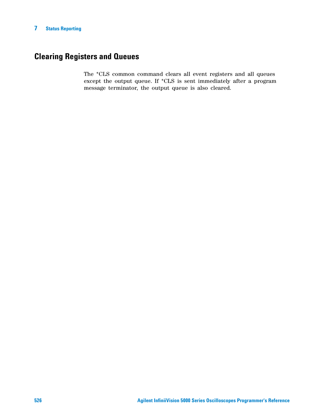 Agilent Technologies 5000 Series manual Clearing Registers and Queues 