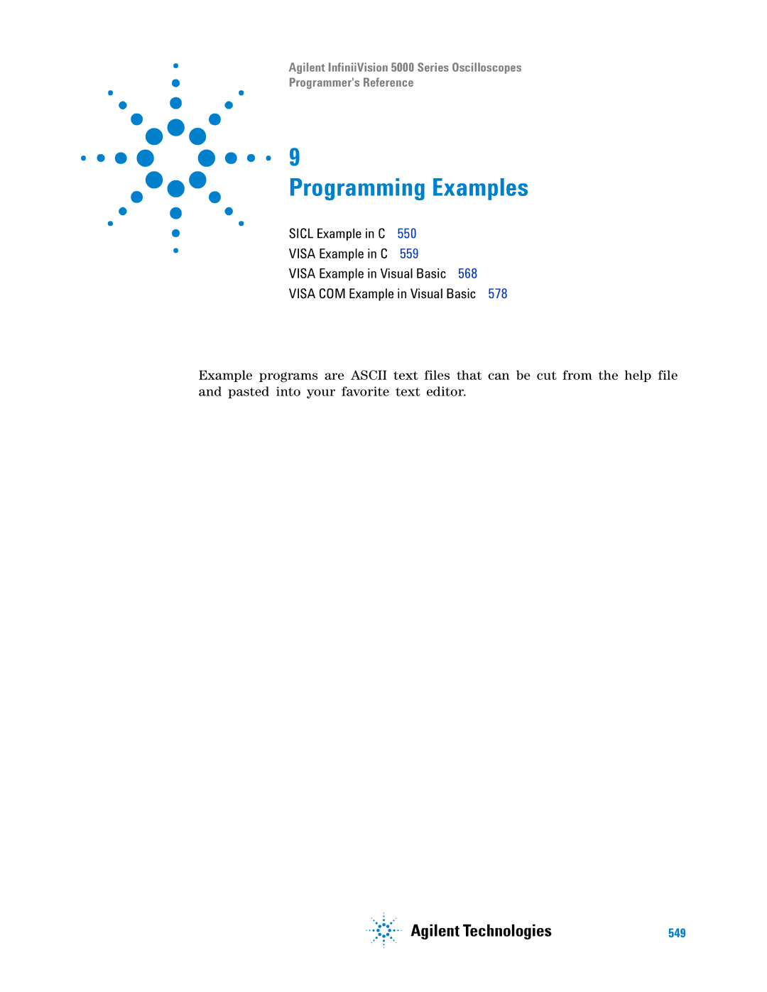 Agilent Technologies 5000 Series manual Programming Examples 