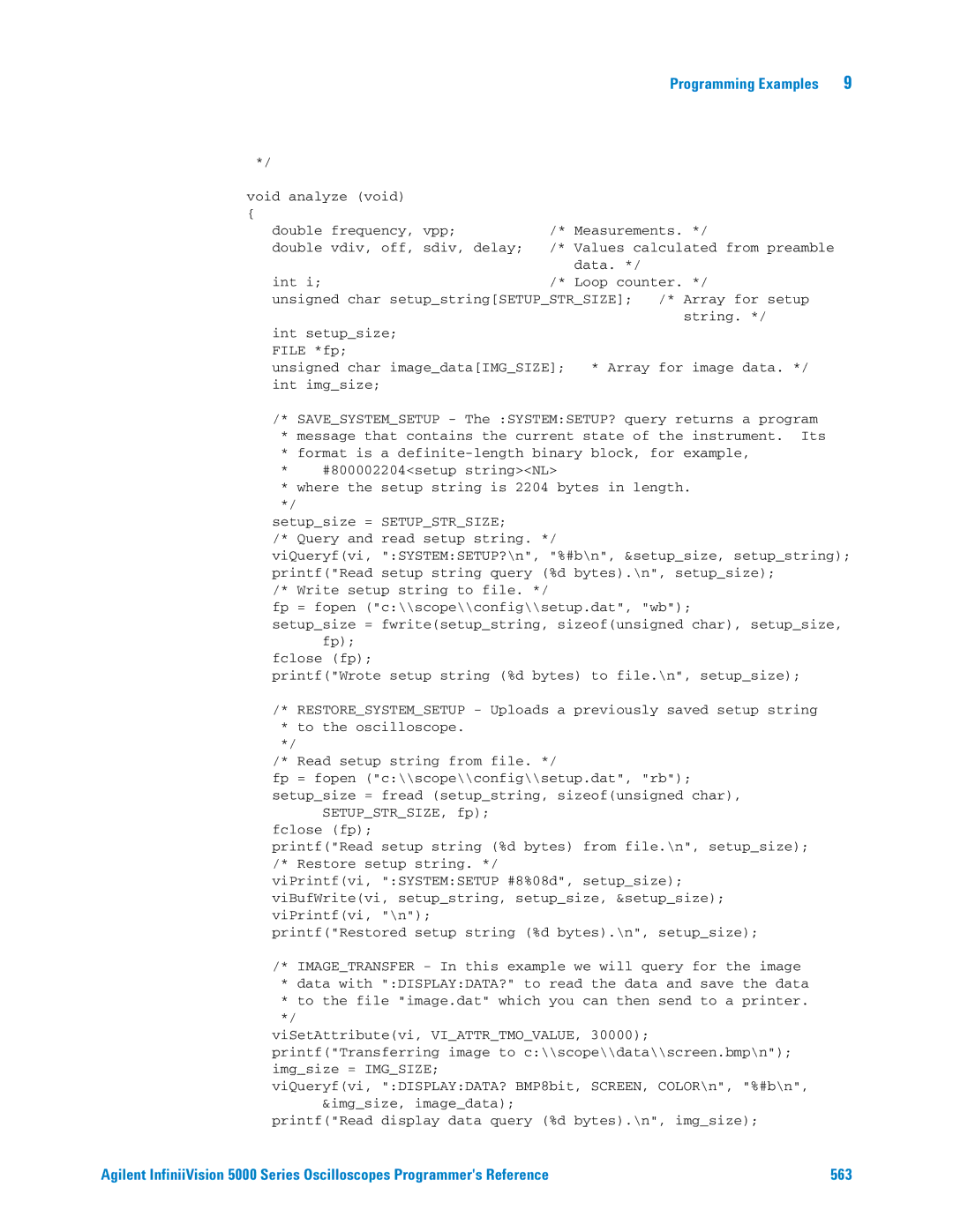 Agilent Technologies 5000 Series manual Programming Examples 