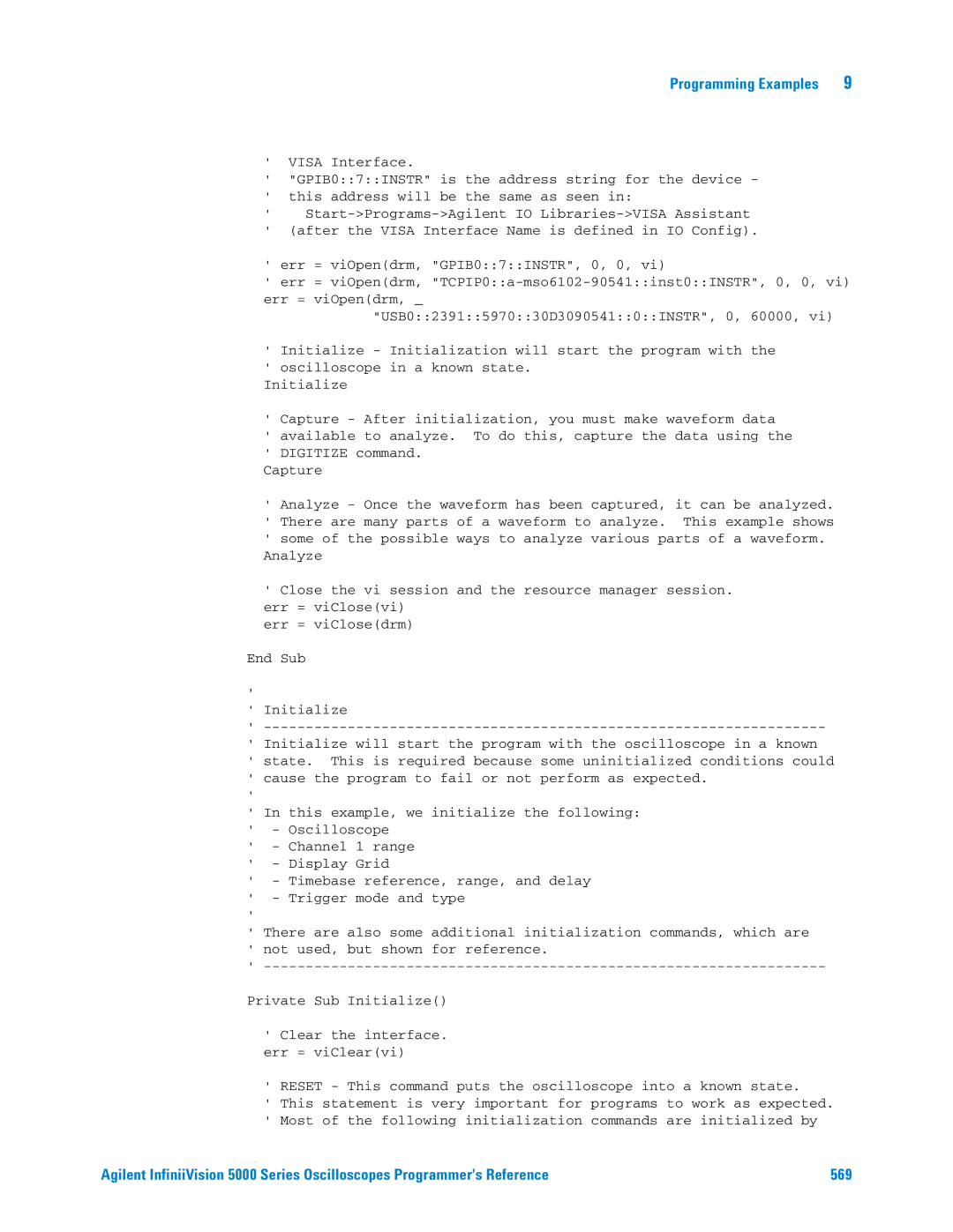 Agilent Technologies 5000 Series manual Programming Examples 