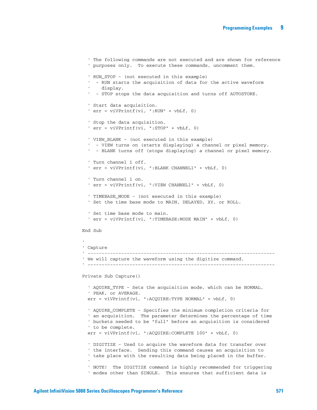 Agilent Technologies 5000 Series manual Programming Examples 