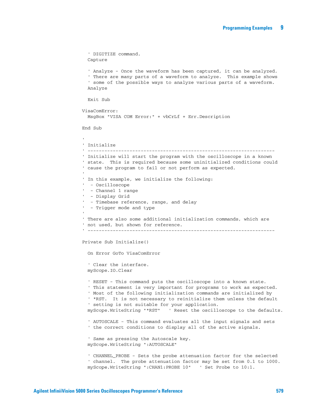 Agilent Technologies 5000 Series manual Programming Examples 