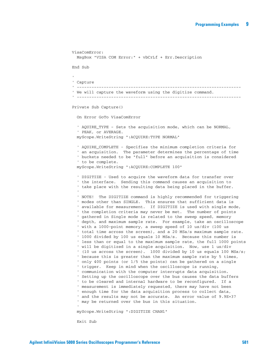 Agilent Technologies 5000 Series manual Programming Examples 