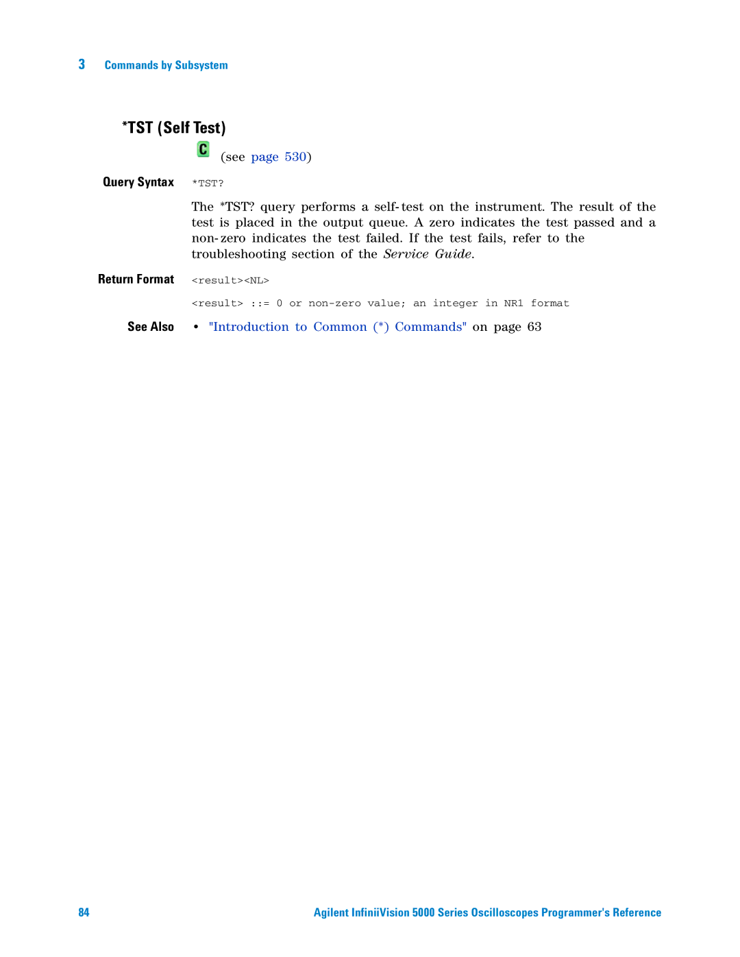 Agilent Technologies 5000 Series manual TST Self Test, See Also 