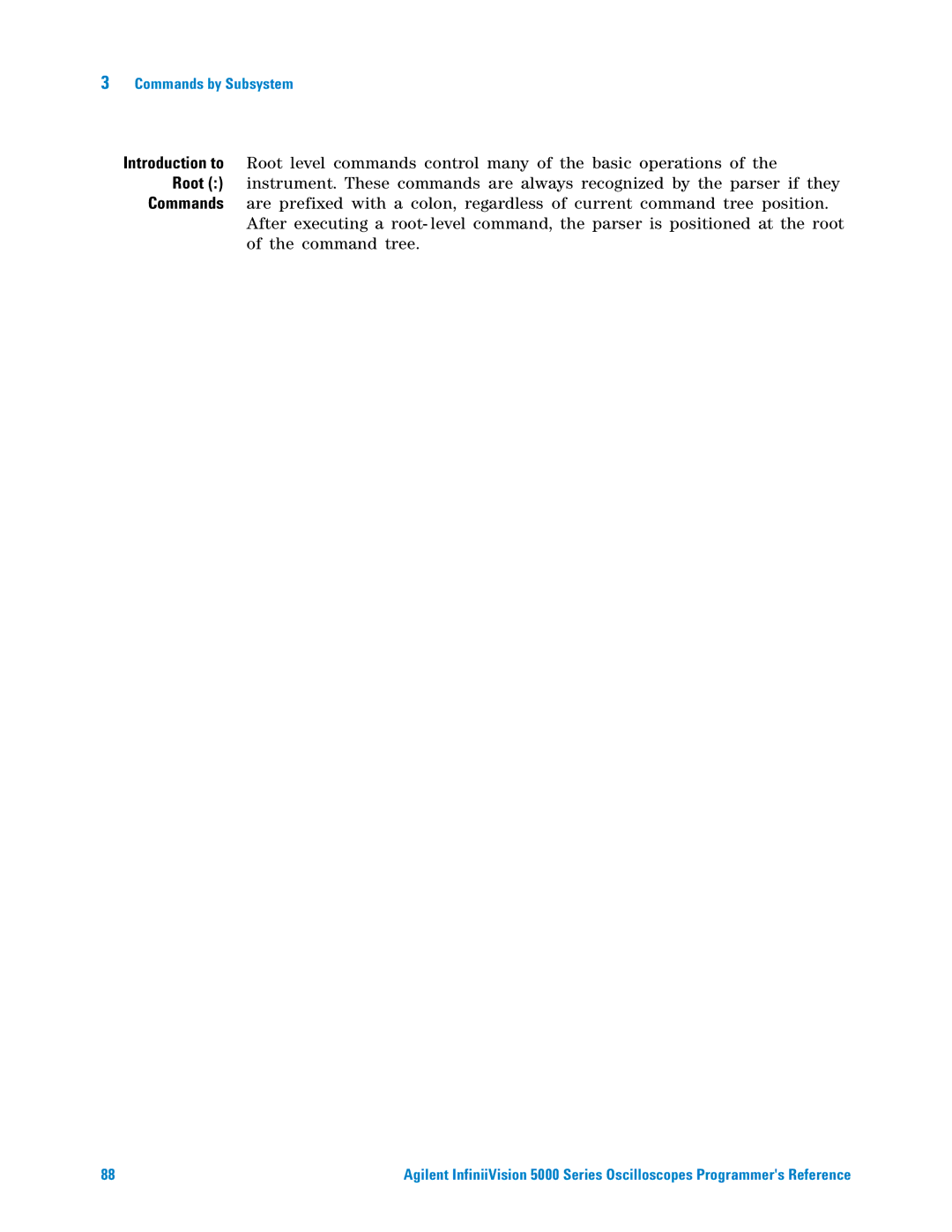 Agilent Technologies 5000 Series manual Root, Command tree 