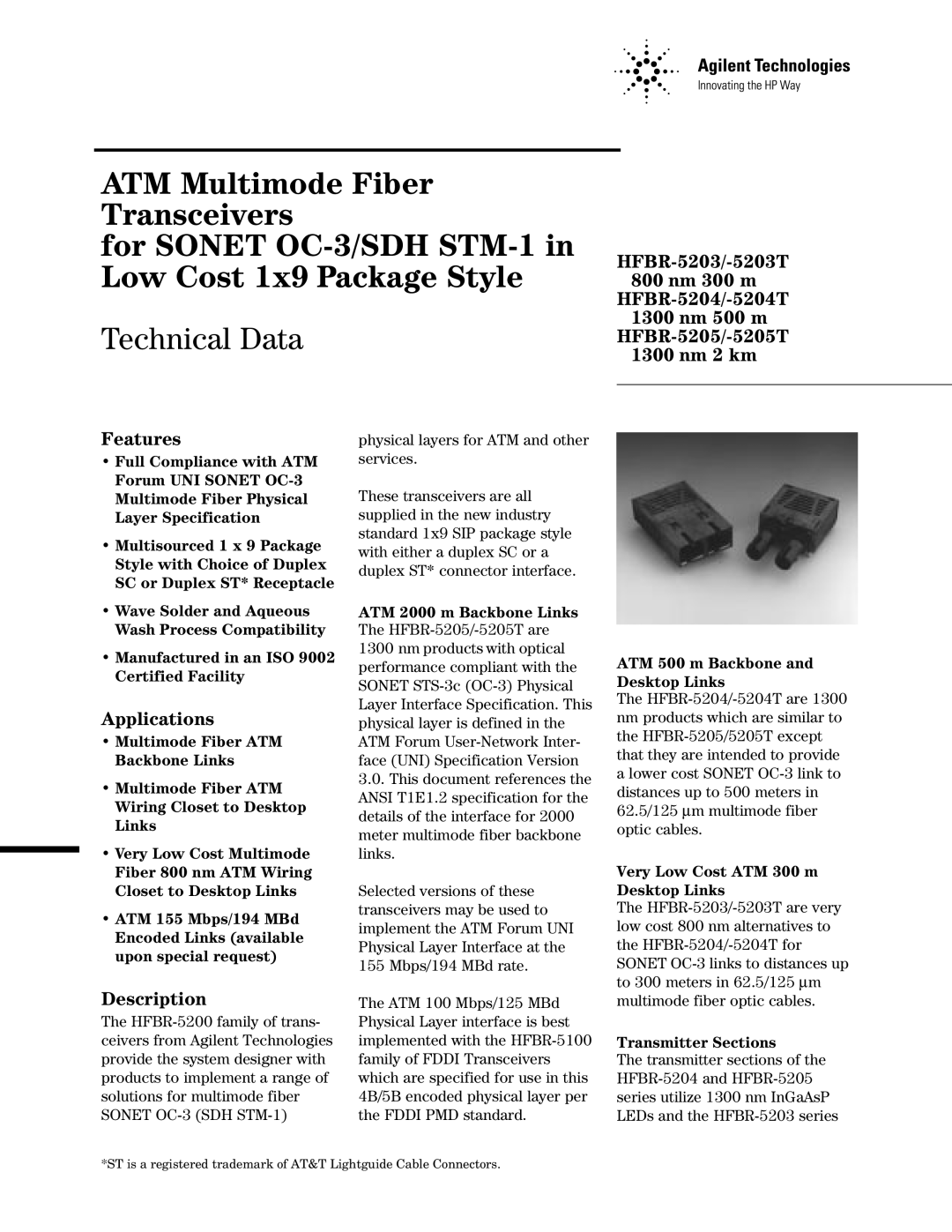 Agilent Technologies 5203 manual Applications, Description 