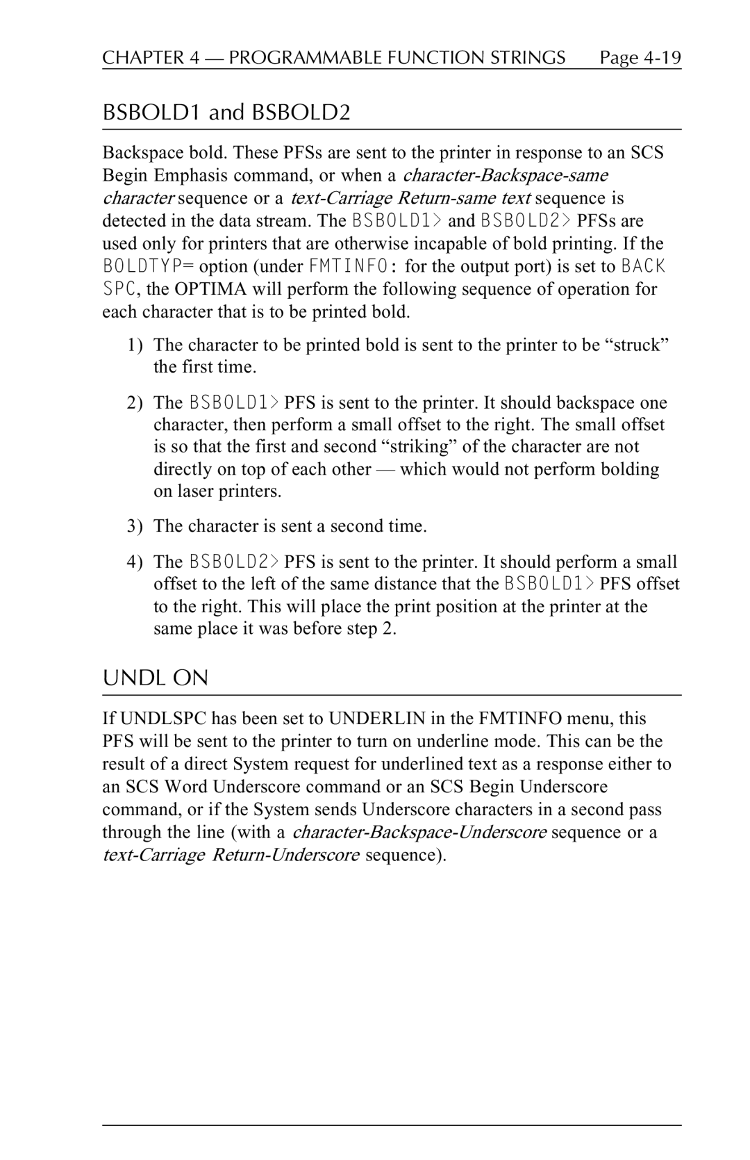 Agilent Technologies 5250 user manual BSBOLD1 and BSBOLD2, Undl on 