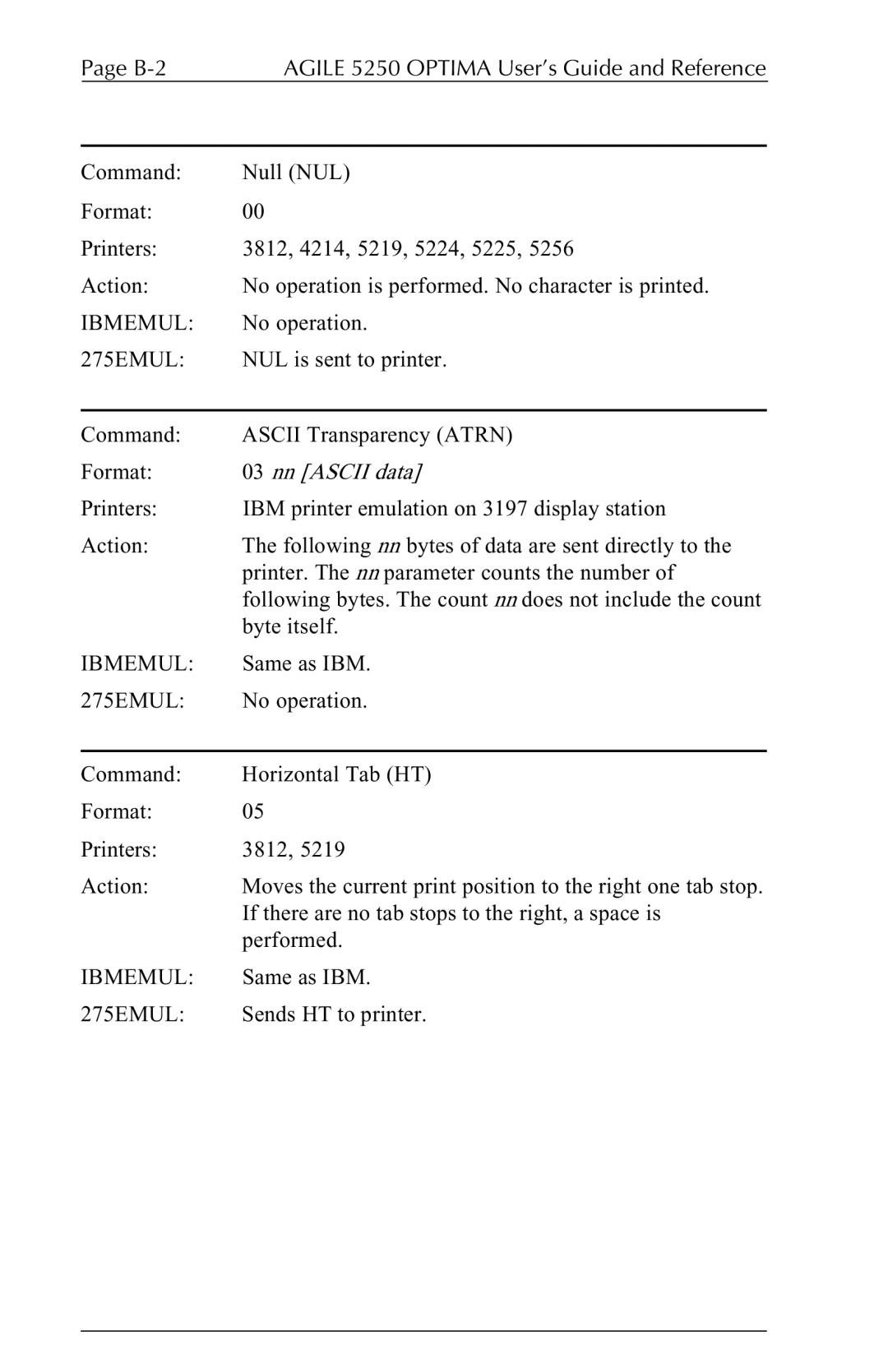 Agilent Technologies 5250 user manual B-2, Ibmemul 