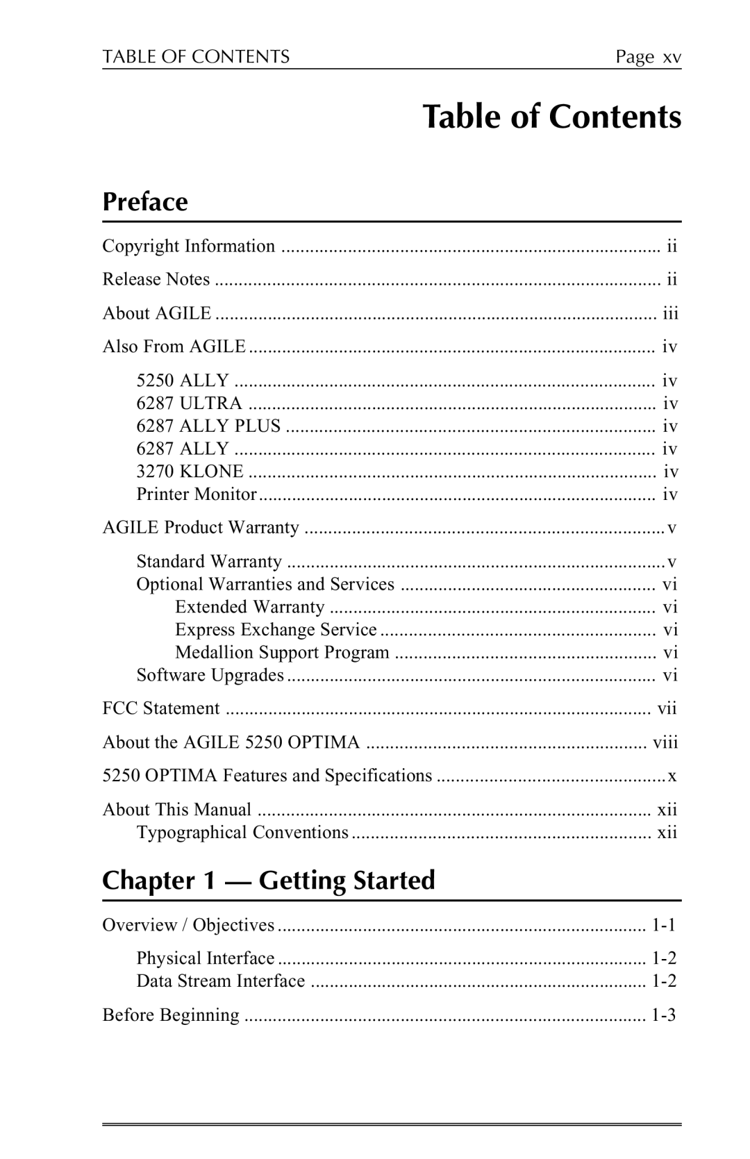 Agilent Technologies 5250 user manual Table of Contents 