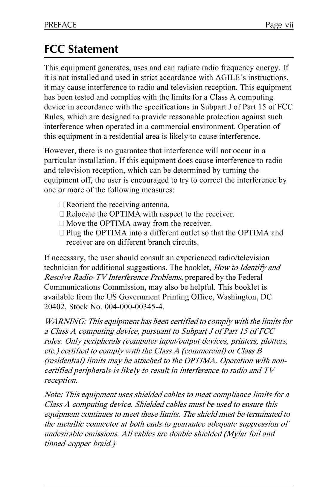 Agilent Technologies 5250 user manual FCC Statement 