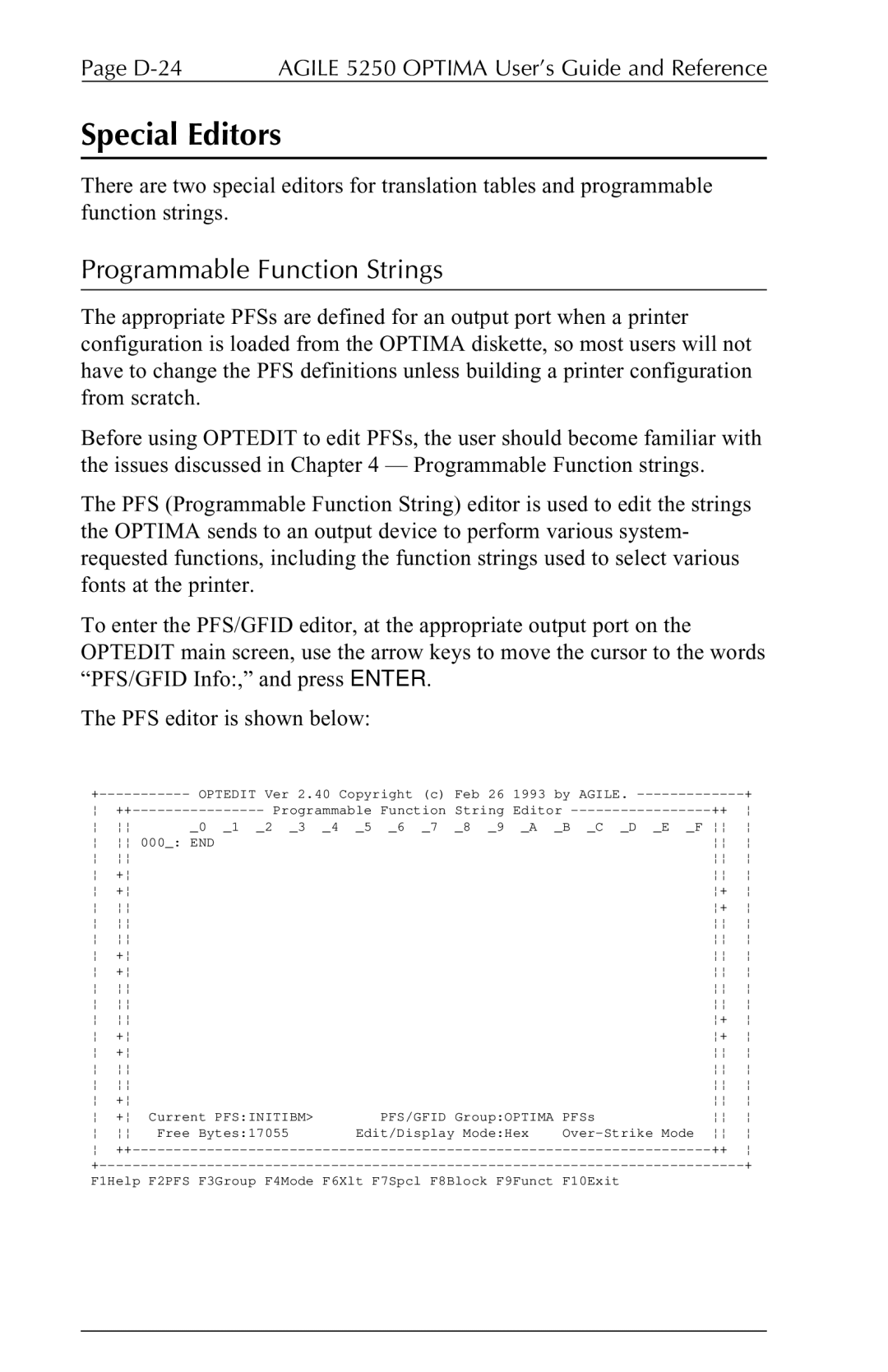 Agilent Technologies 5250 user manual Special Editors, Programmable Function Strings 