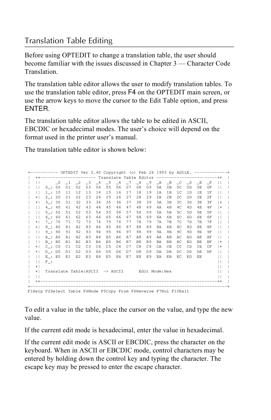 Agilent Technologies 5250 user manual Translation Table Editing, Agile 