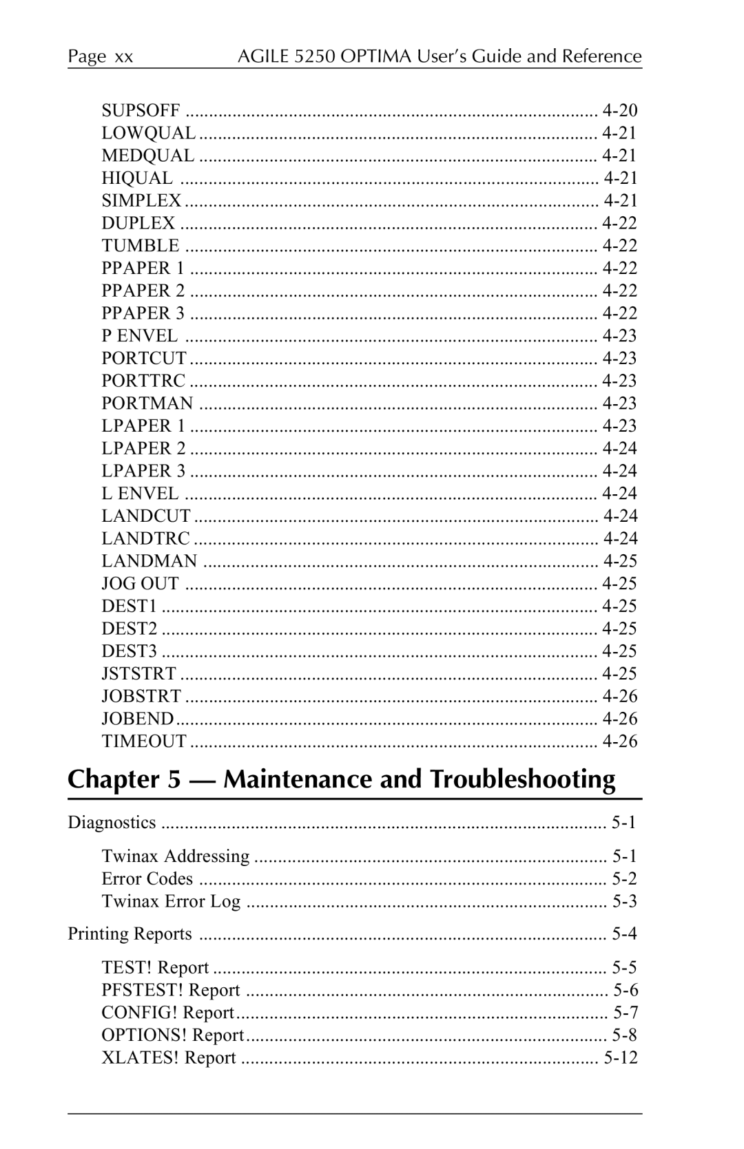 Agilent Technologies 5250 user manual Maintenance and Troubleshooting 