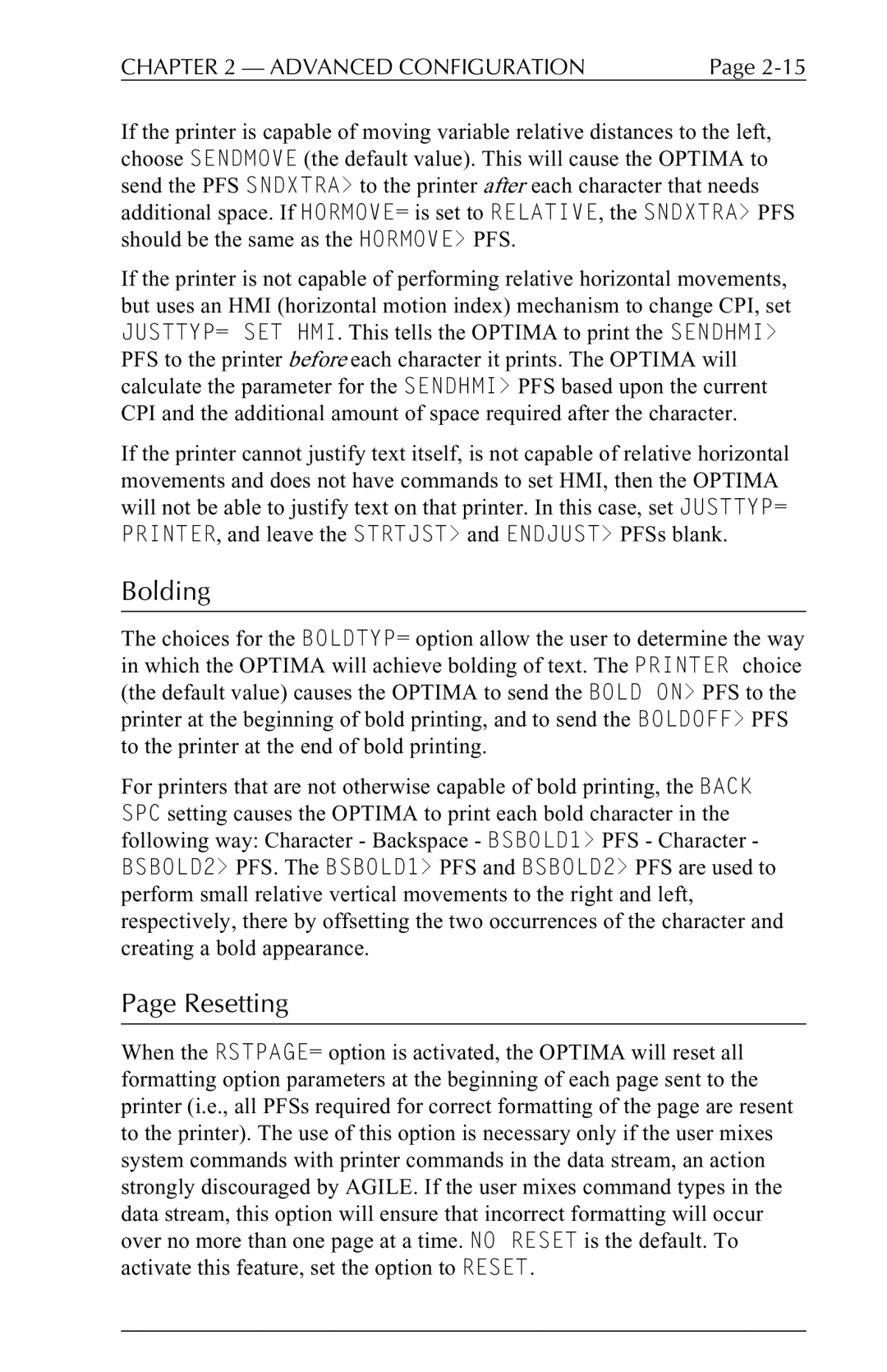 Agilent Technologies 5250 user manual Bolding, Resetting 