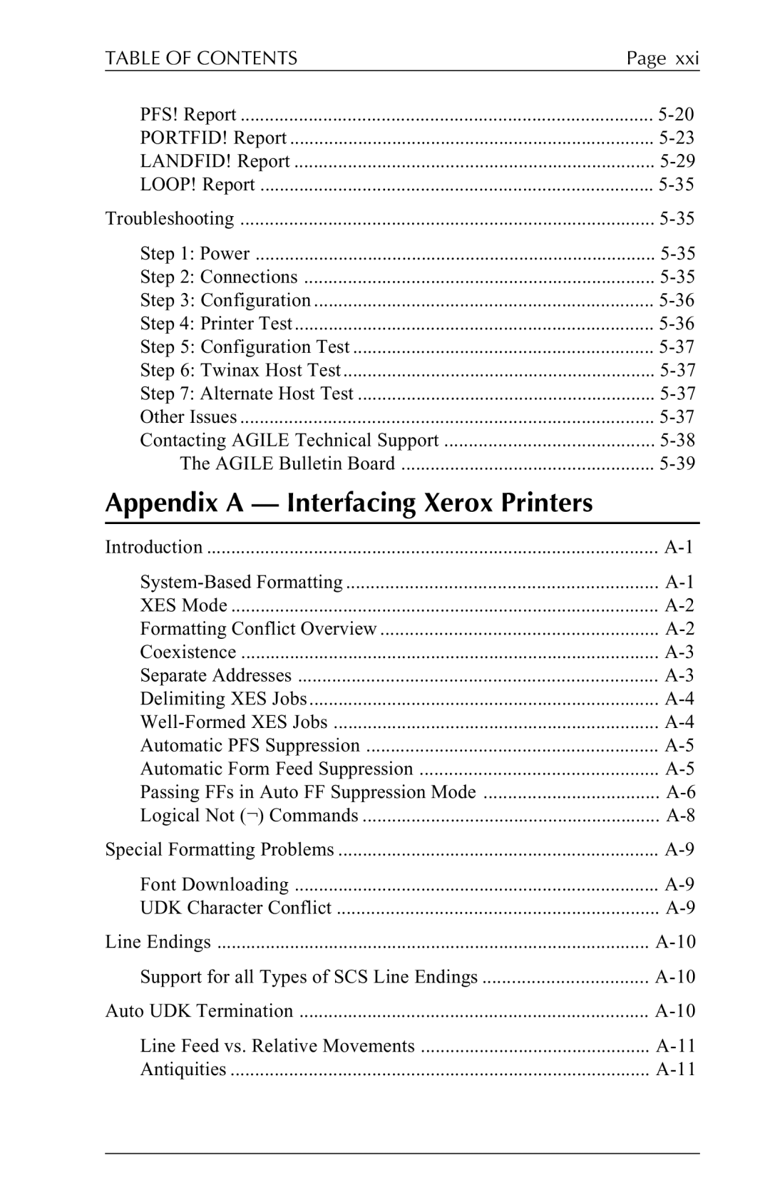 Agilent Technologies 5250 user manual Appendix a Interfacing Xerox Printers 