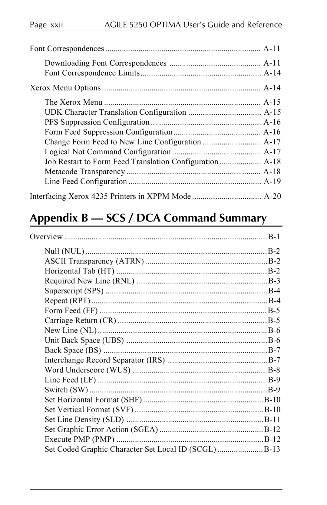 Agilent Technologies 5250 user manual Appendix B SCS / DCA Command Summary 