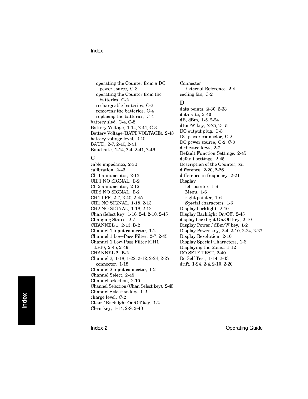 Agilent Technologies 53150A, 53152A, 53151A manual Index 