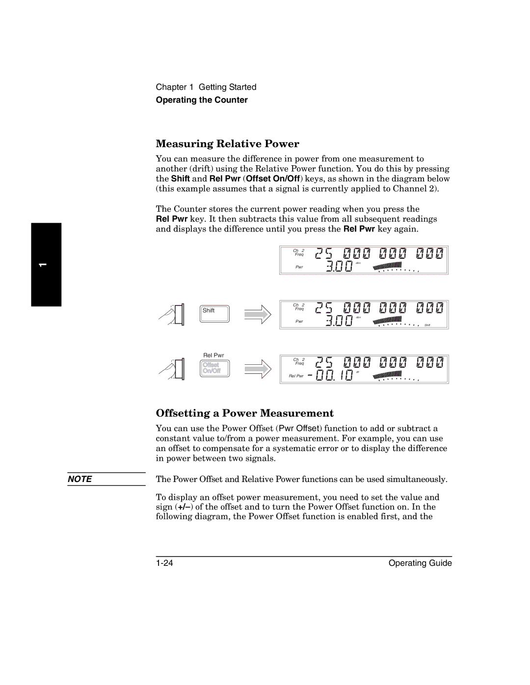 Agilent Technologies 53152A, 53150A, 53151A manual Measuring Relative Power, Offsetting a Power Measurement 