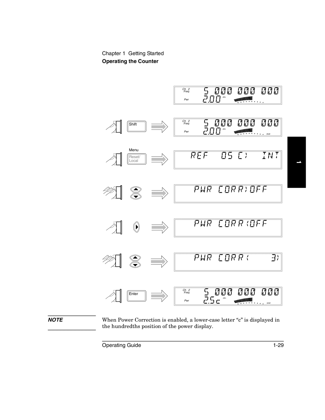 Agilent Technologies 53151A, 53152A, 53150A manual Hundredths position of the power display 