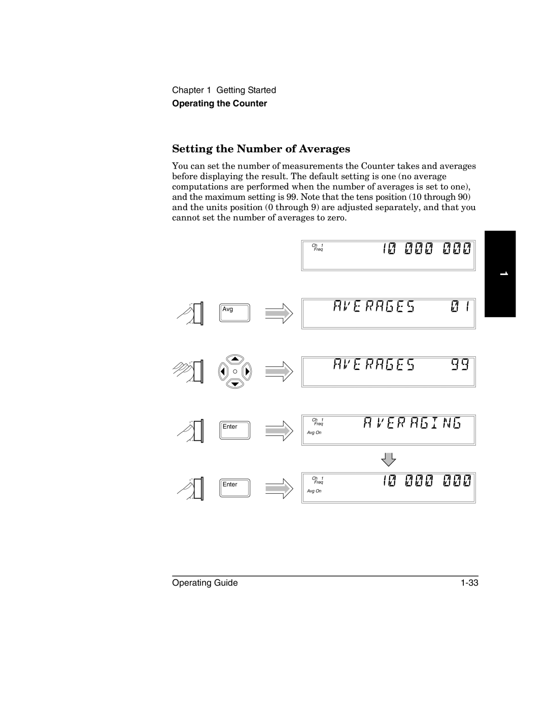 Agilent Technologies 53152A, 53150A, 53151A manual Setting the Number of Averages 