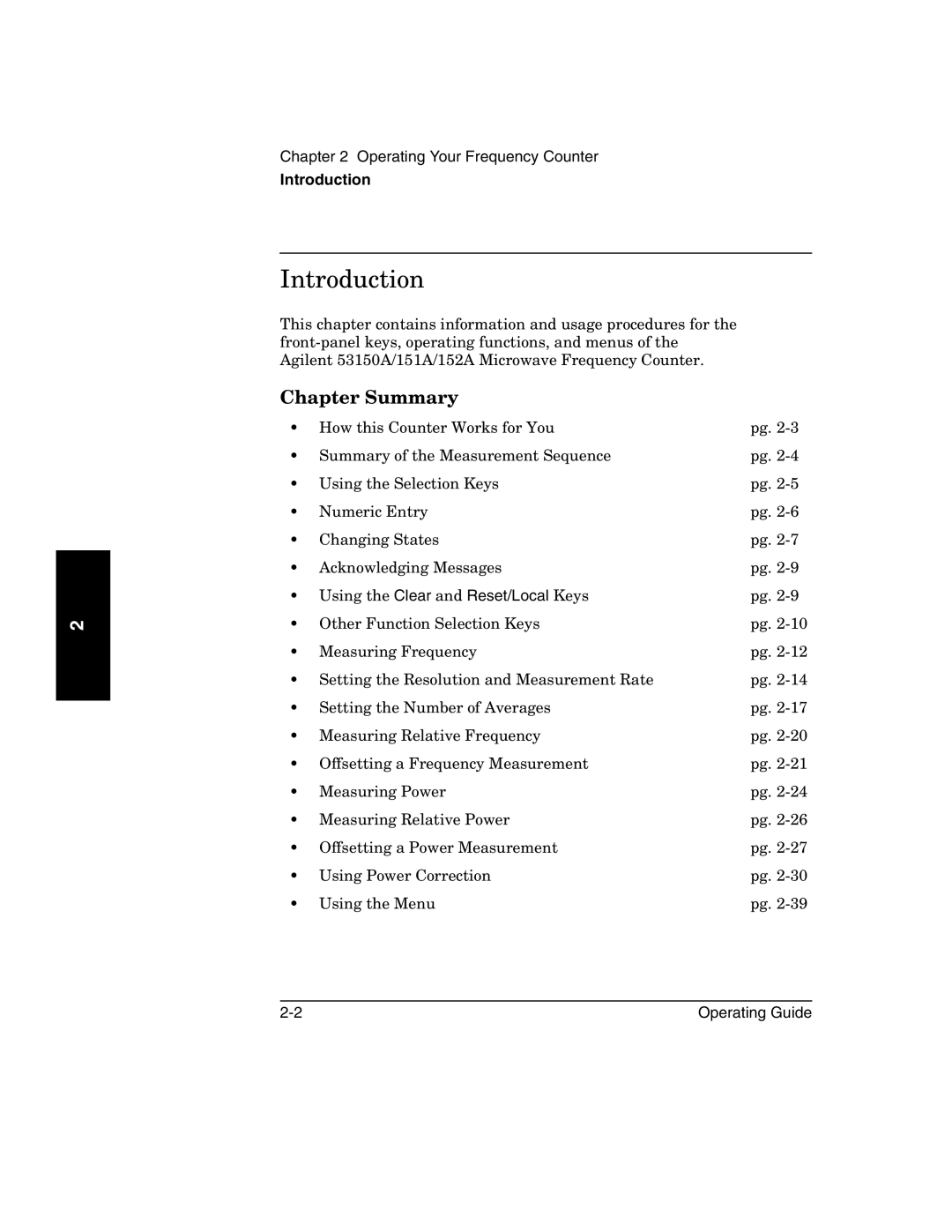 Agilent Technologies 53151A, 53152A, 53150A manual Introduction, Chapter Summary 