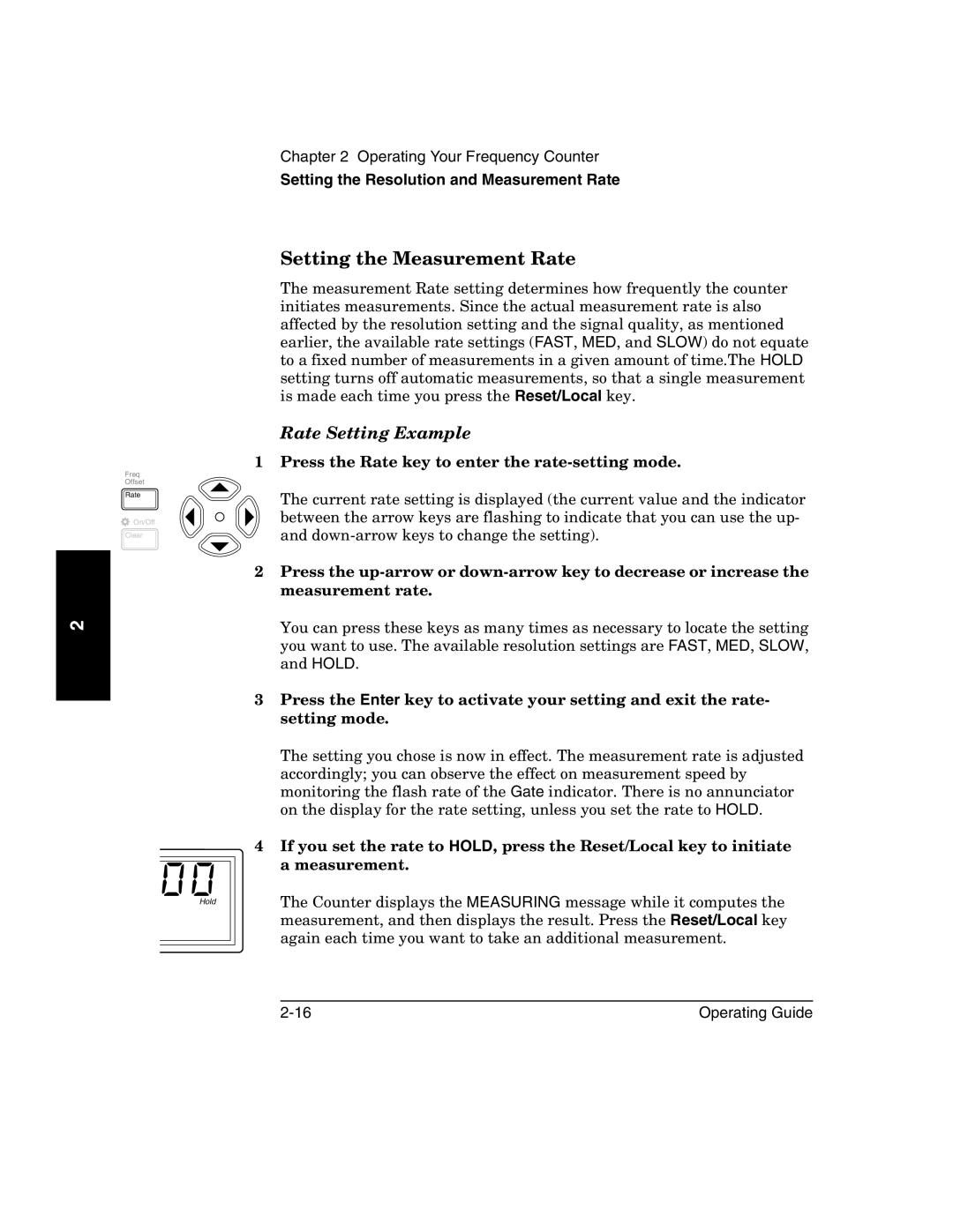 Agilent Technologies 53150A, 53152A, 53151A manual Rate Setting Example, Press the Rate key to enter the rate-setting mode 