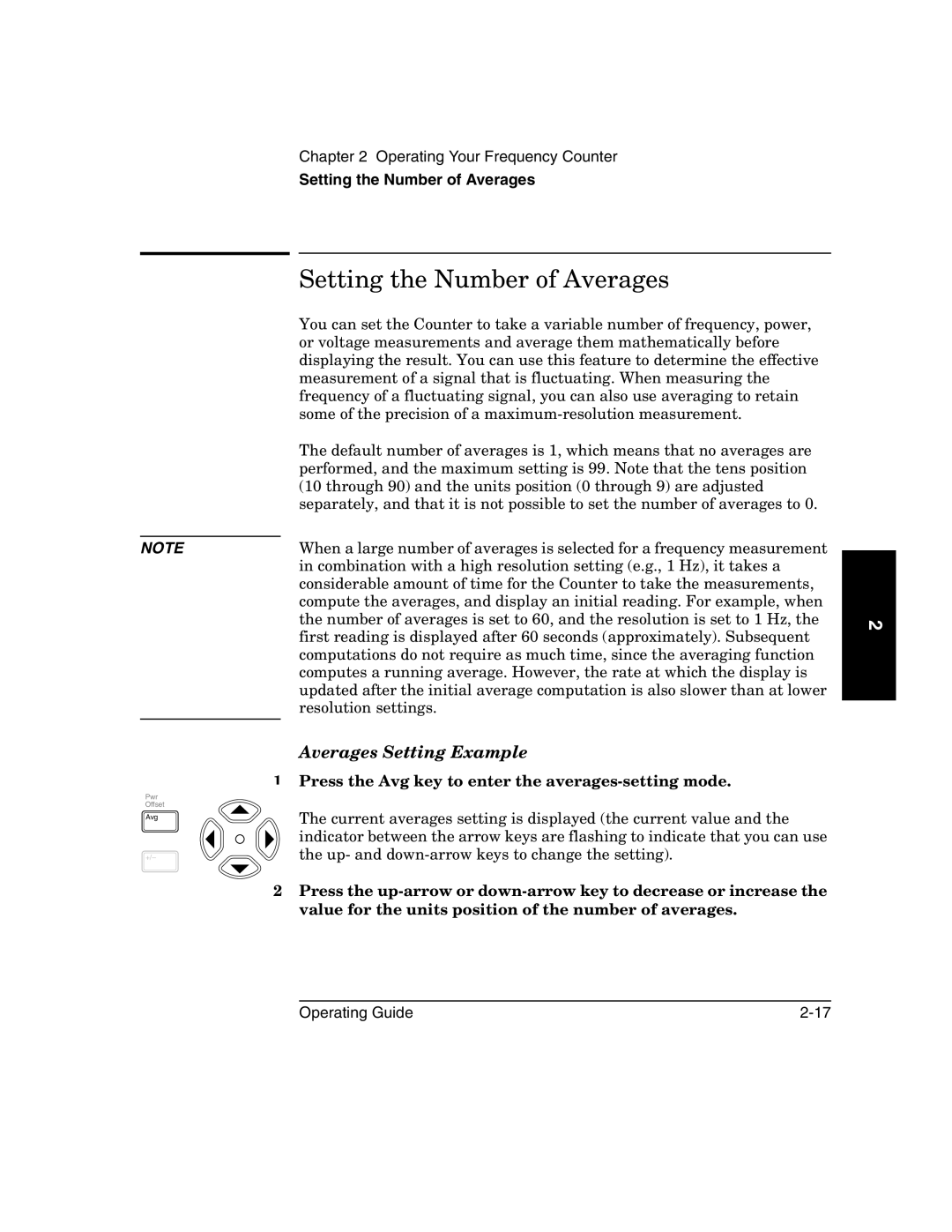 Agilent Technologies 53151A, 53152A, 53150A manual Setting the Number of Averages, Averages Setting Example 