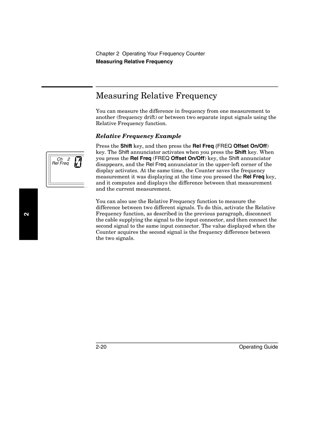 Agilent Technologies 53151A, 53152A, 53150A manual Measuring Relative Frequency, Relative Frequency Example 