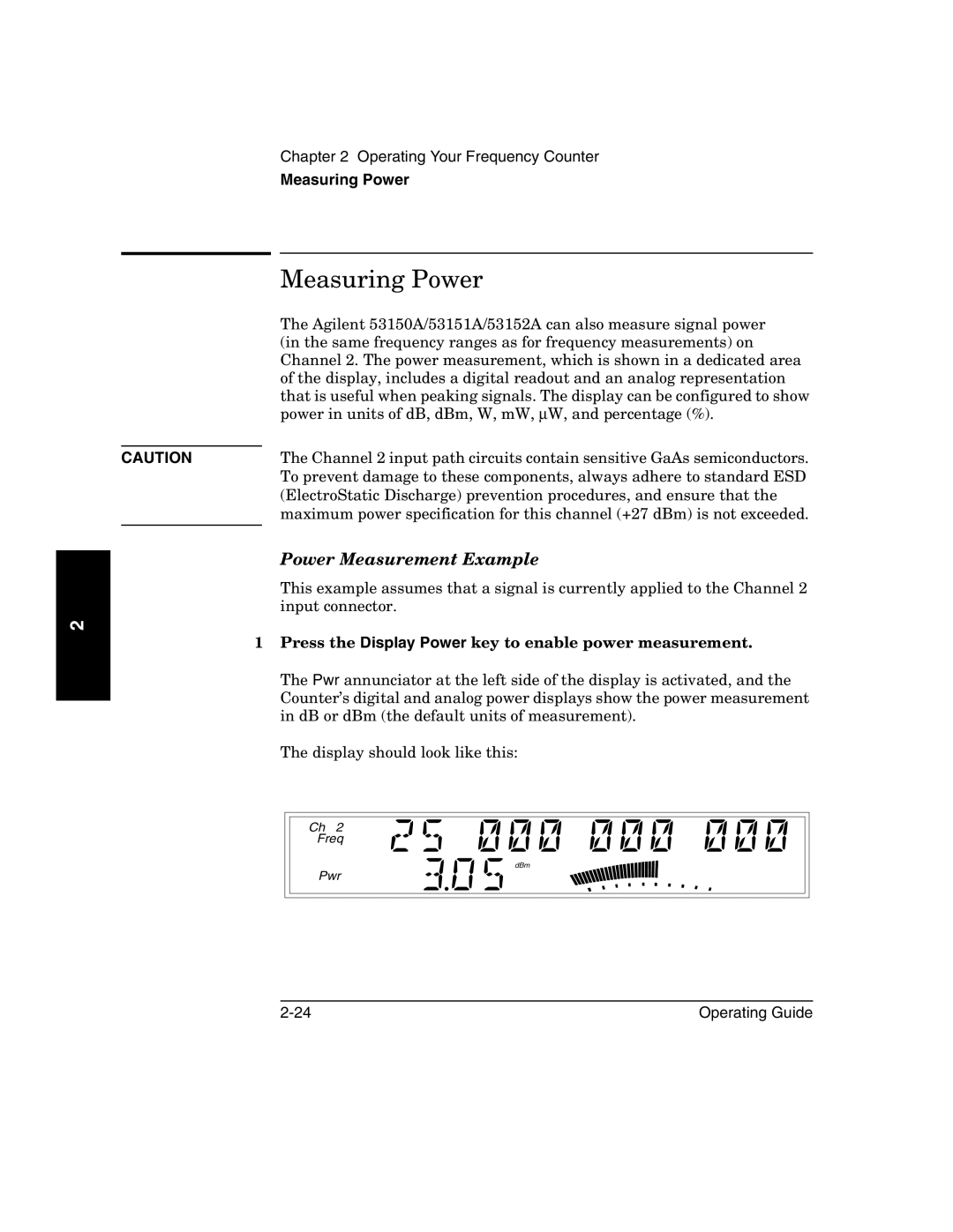 Agilent Technologies 53152A, 53150A, 53151A manual Measuring Power, Power Measurement Example 