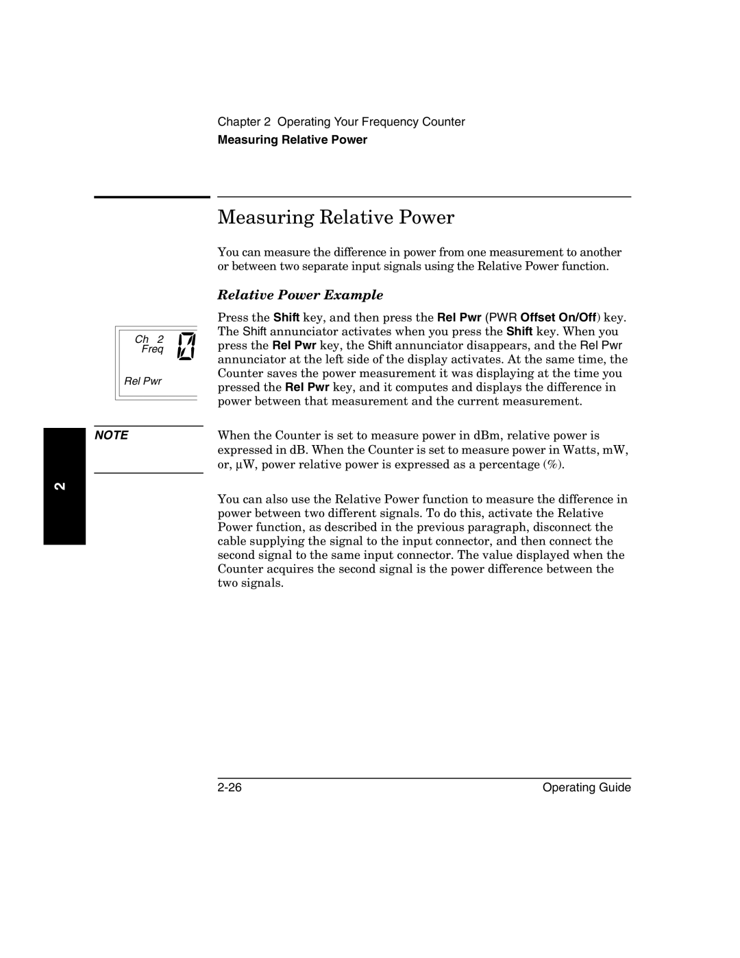 Agilent Technologies 53151A, 53152A, 53150A manual Measuring Relative Power, Relative Power Example 