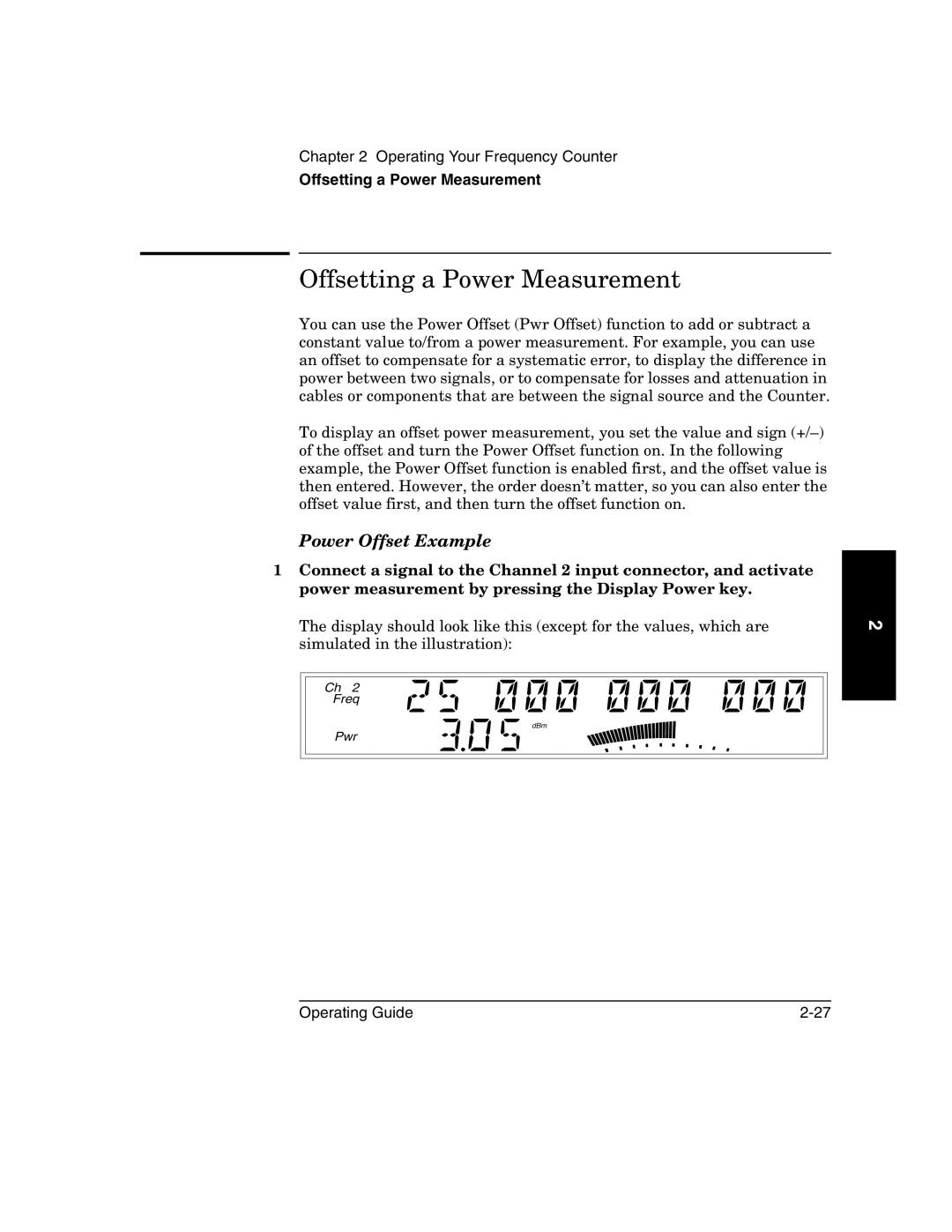 Agilent Technologies 53152A, 53150A, 53151A manual Offsetting a Power Measurement, Power Offset Example 