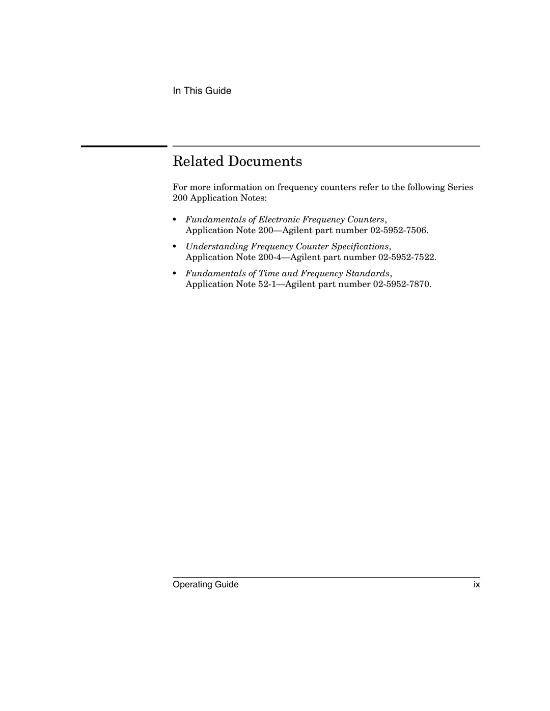 Agilent Technologies 53152A, 53150A, 53151A manual Related Documents 