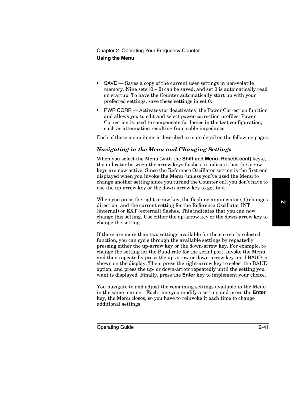 Agilent Technologies 53151A, 53152A, 53150A manual Navigating in the Menu and Changing Settings 