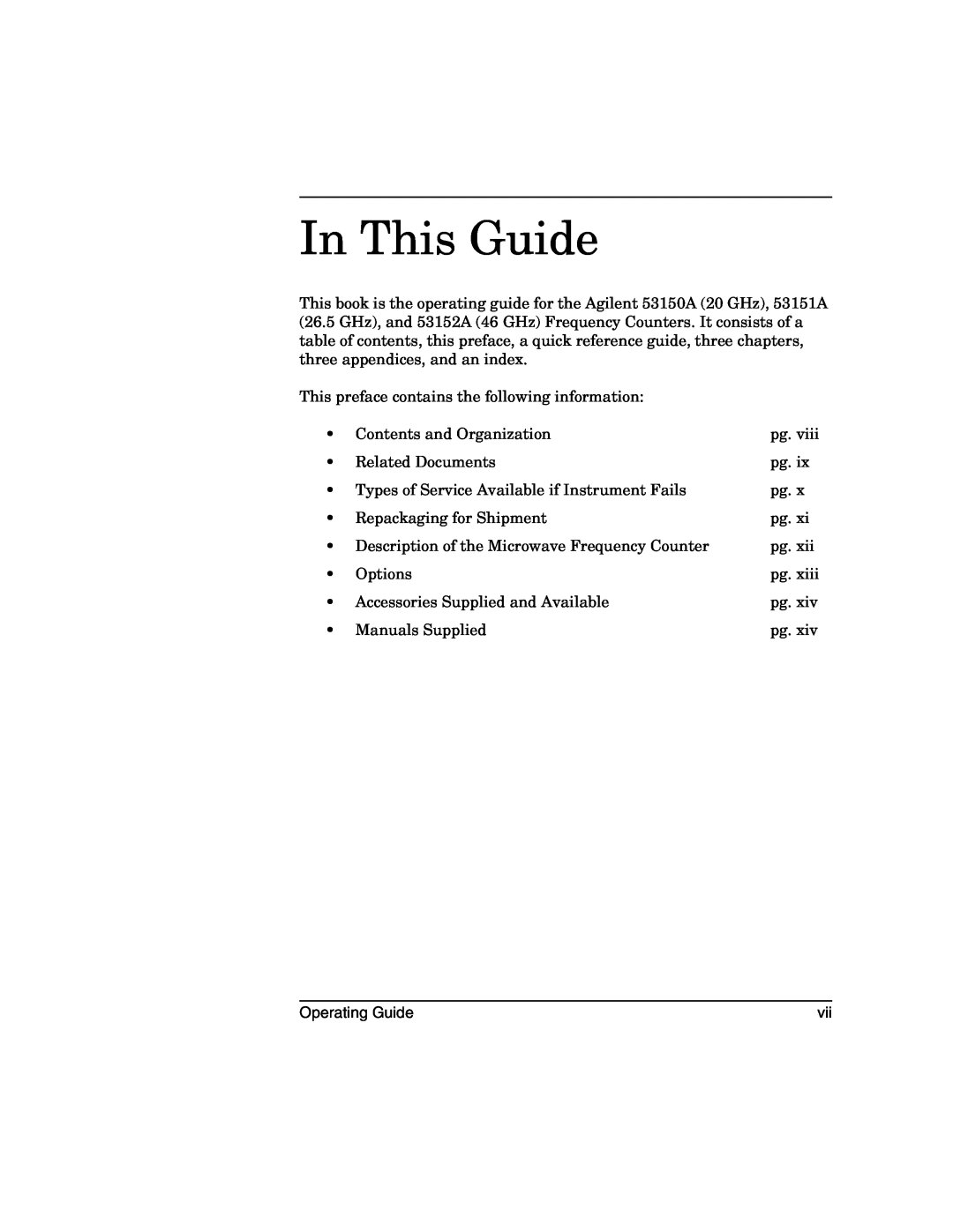 Agilent Technologies 53150A, 53152A, 53151A manual In This Guide 
