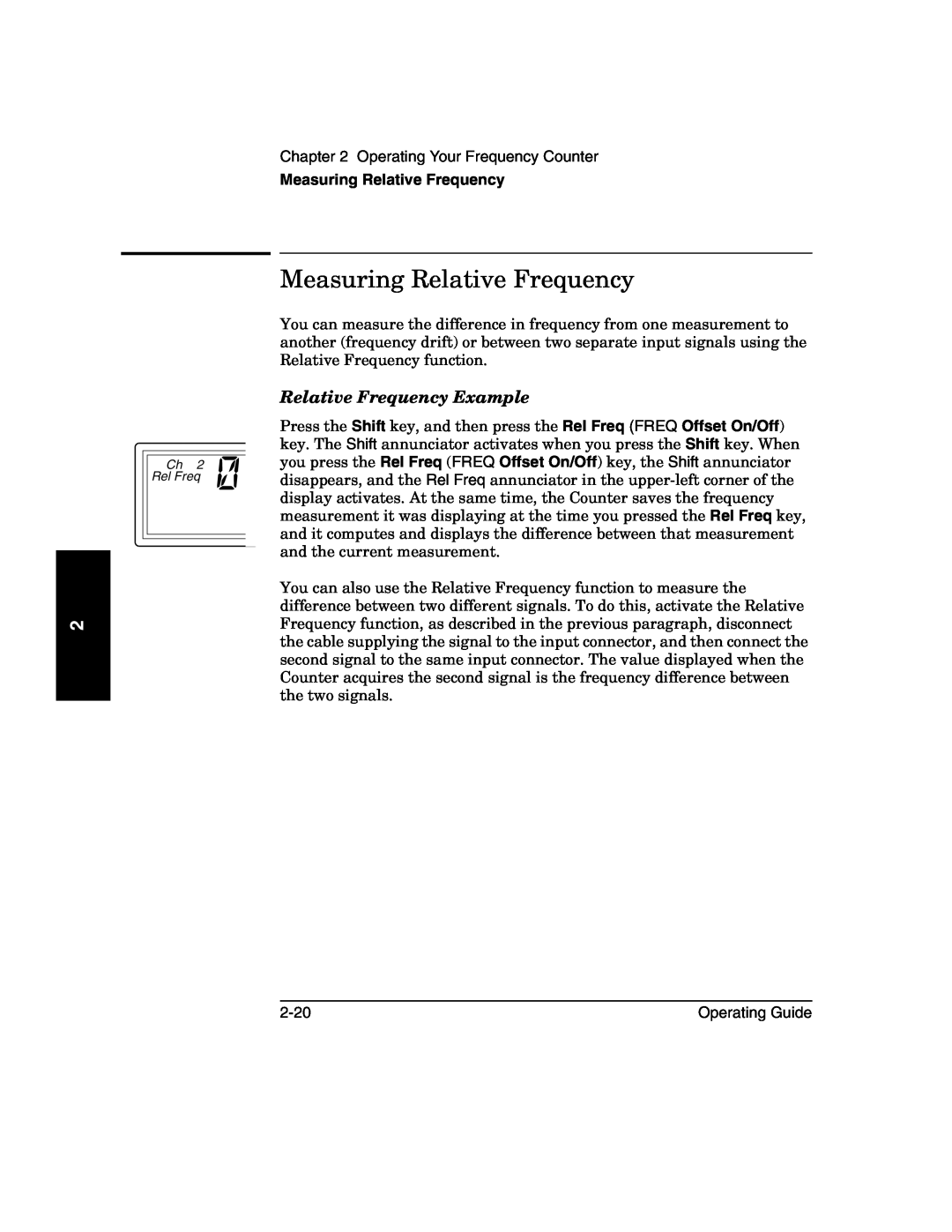 Agilent Technologies 53151A, 53152A, 53150A manual Measuring Relative Frequency, Relative Frequency Example 