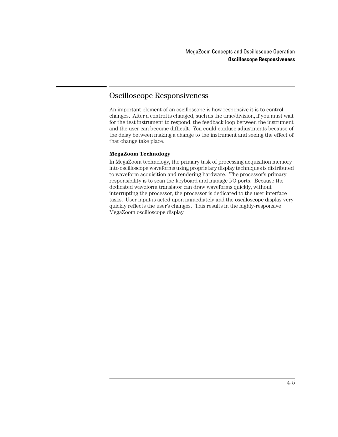 Agilent Technologies 41A, 54621D, 24A, 42A, 54621A, 22A manual Oscilloscope Responsiveness, MegaZoom Technology 