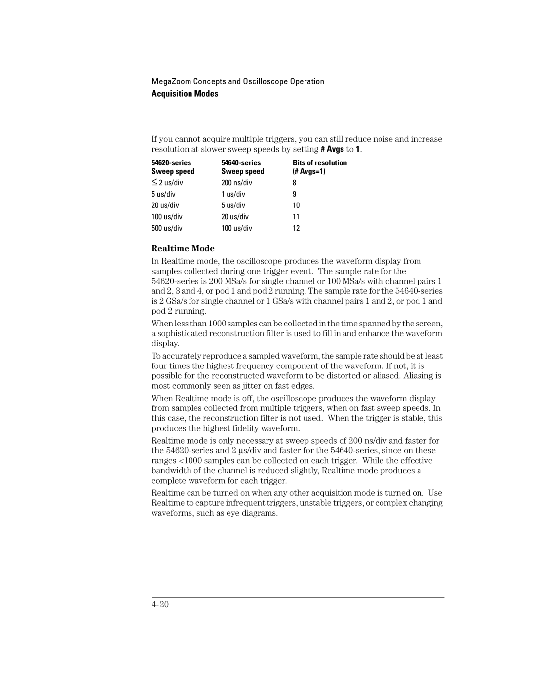 Agilent Technologies 42A, 54621D, 24A, 54621A, 22A, 41A manual Realtime Mode 