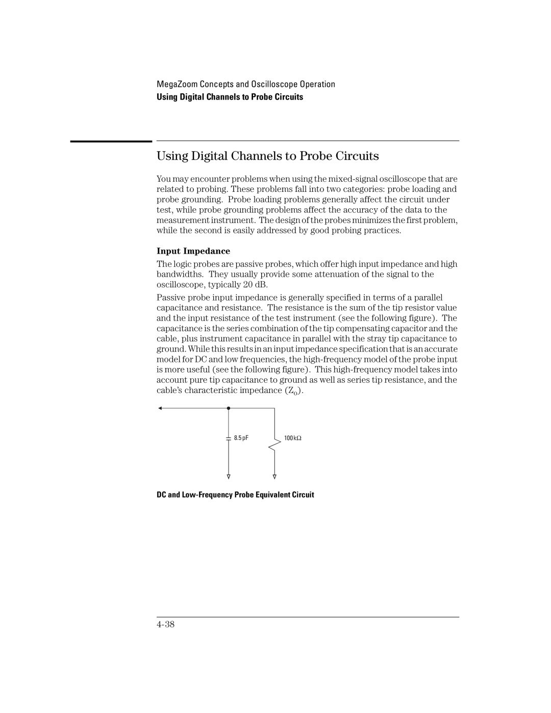 Agilent Technologies 42A, 54621D, 24A, 54621A, 22A, 41A manual Using Digital Channels to Probe Circuits, Input Impedance 