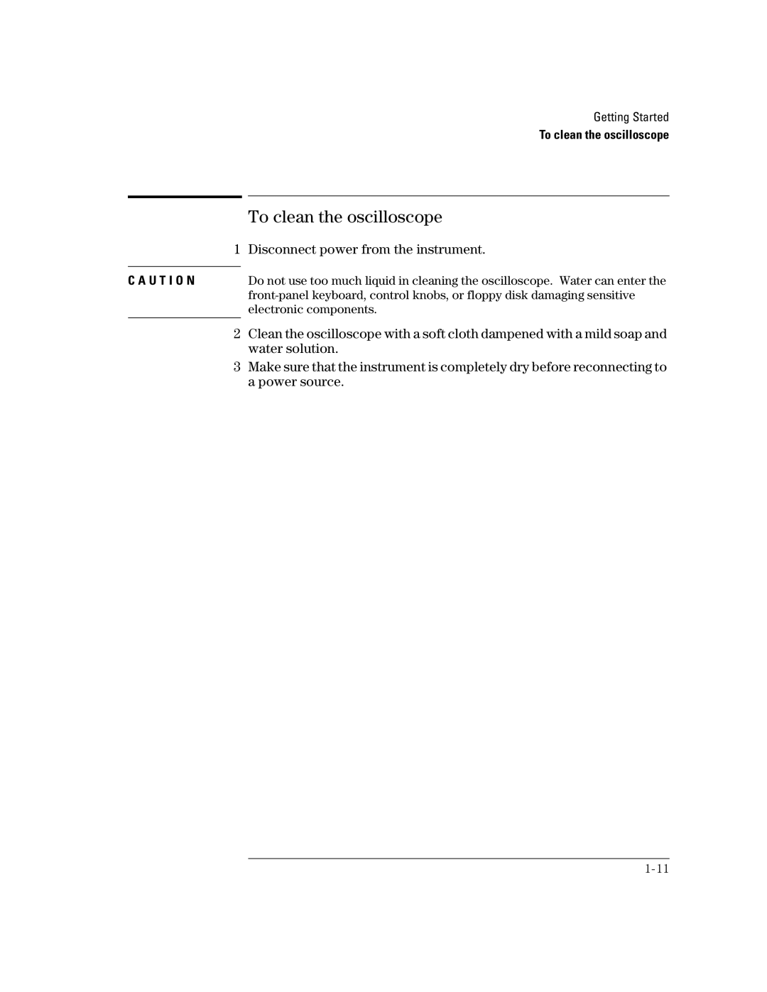 Agilent Technologies 54621A, 54621D, 24A, 42A, 22A, 41A manual To clean the oscilloscope, Disconnect power from the instrument 