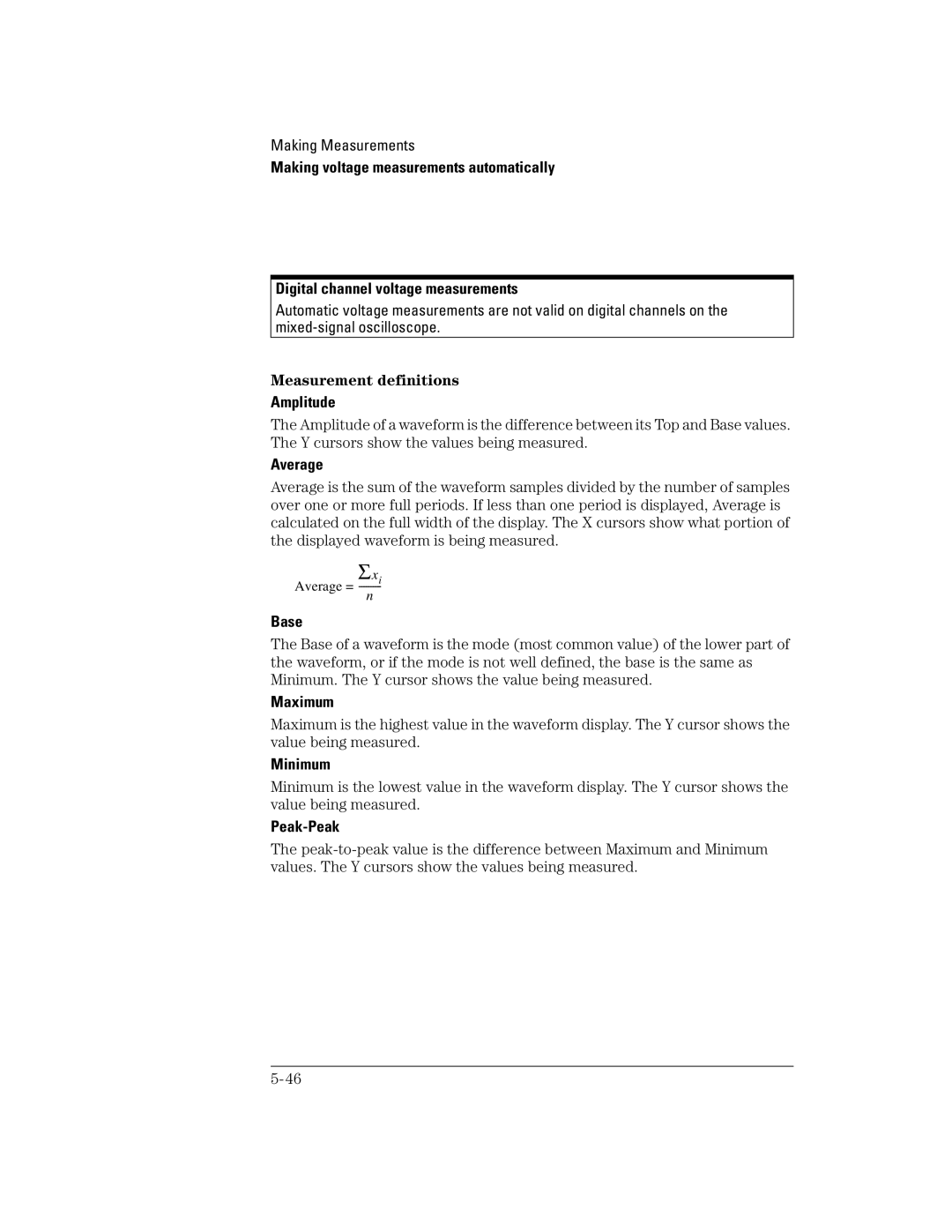 Agilent Technologies 22A, 54621D, 24A, 42A, 54621A, 41A manual Measurement definitions 