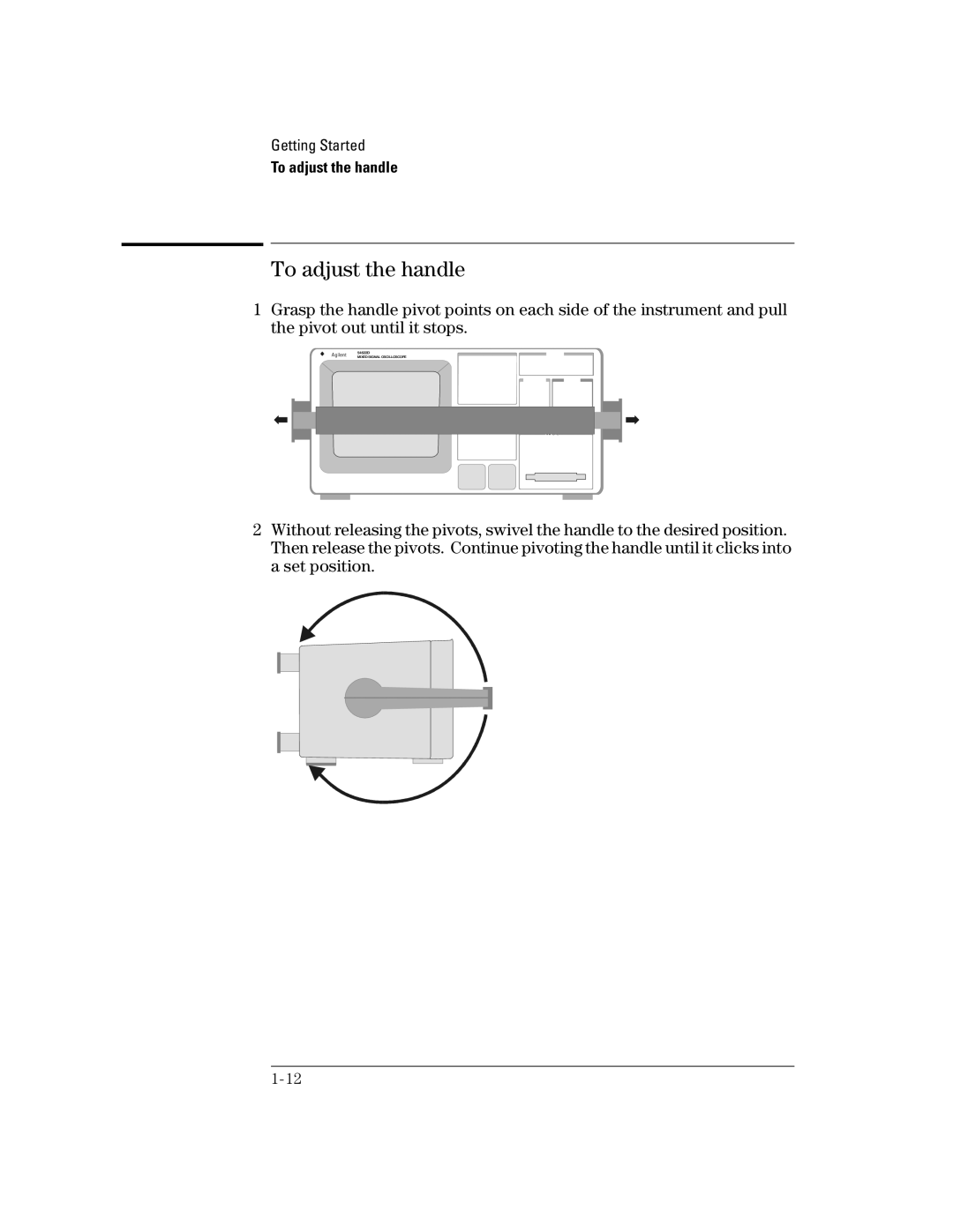 Agilent Technologies 22A, 54621D, 24A, 42A, 54621A, 41A manual To adjust the handle 