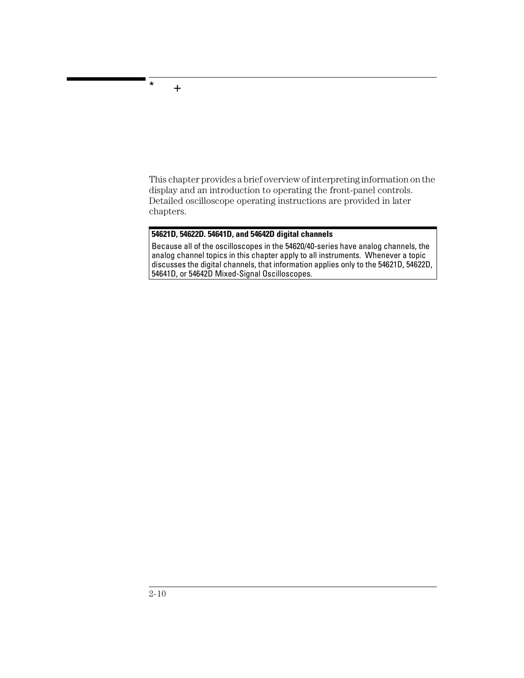 Agilent Technologies 24A, 42A, 54621A, 22A, 41A manual Front-Panel Operation, 54621D, 54622D D, and 54642D digital channels 