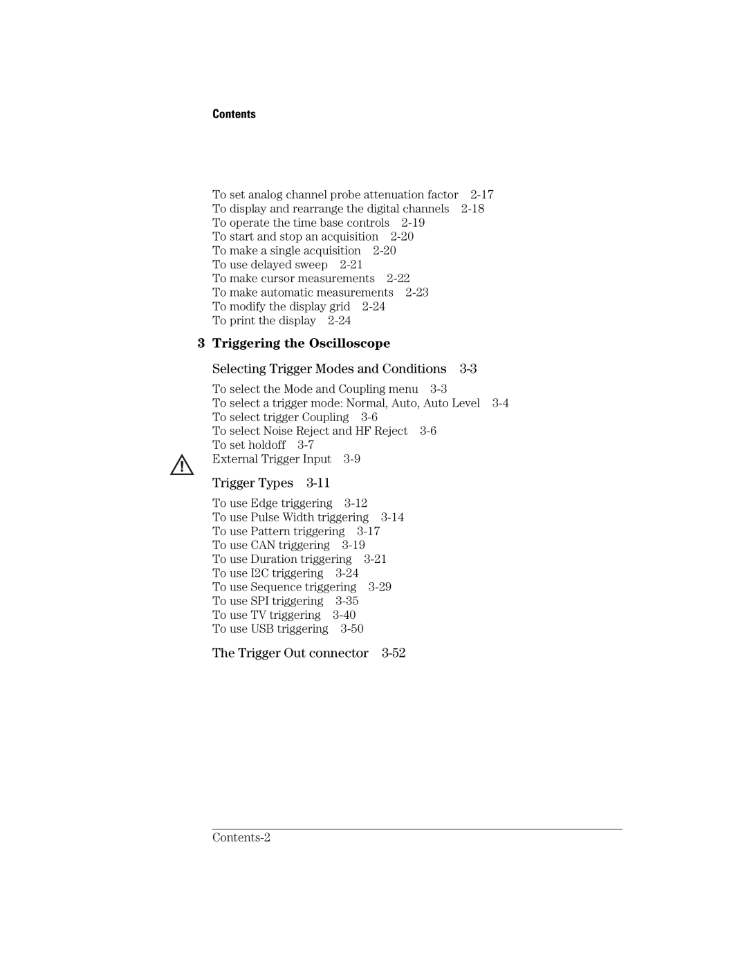 Agilent Technologies 54621D, 24A, 42A, 54621A, 22A, 41A manual Trigger Types, Contents 